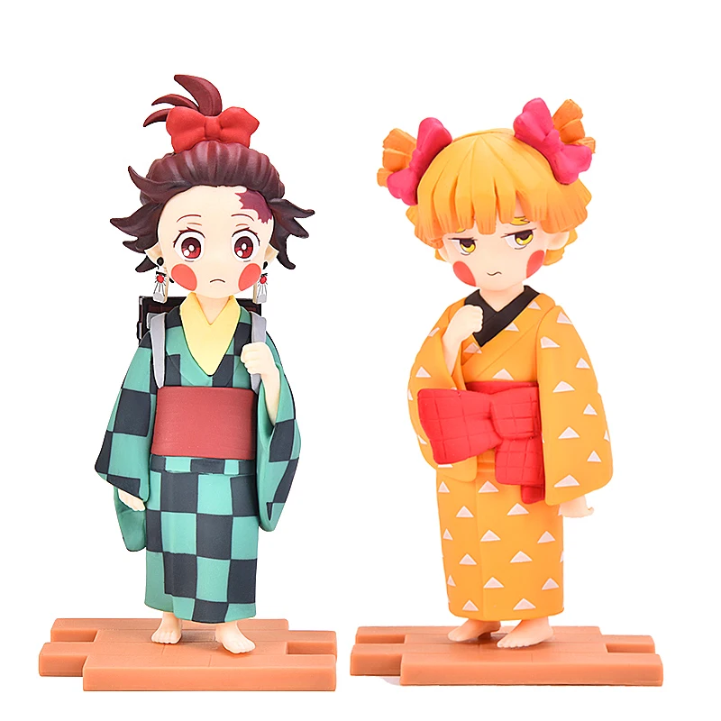 

13cm Anime Demon Slayer Geisha Figure Toys With Replace Head Kawaii Action Figure Anime Model PVC Statue Collectible Model Toy