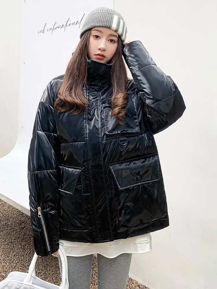 Vielleicht Winter Jacket Women Clothes Stand Collar Down Cotton Padded Coat Students Short Parka Thick Warm Top Casual Outerwear