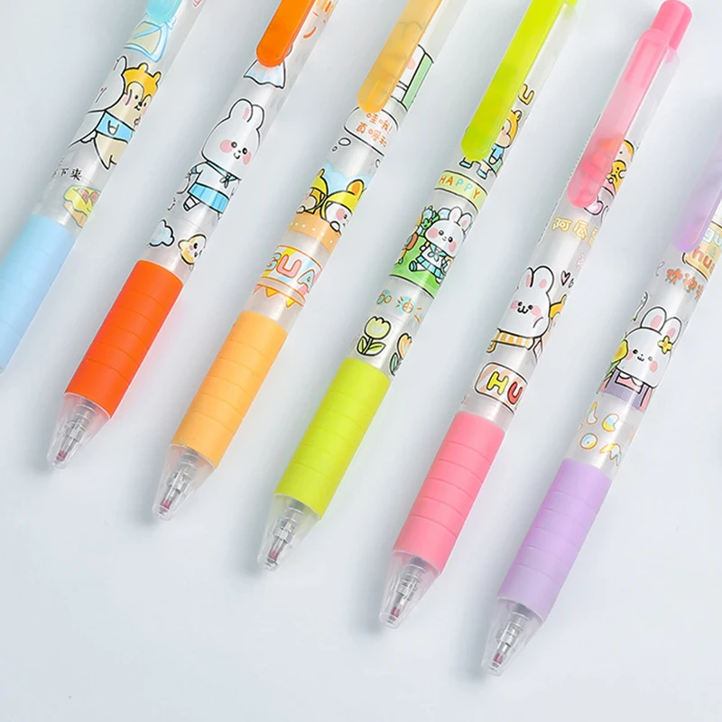 

6pcs/lot Kawaii Rabbit Gel Pen 0.5mm Black Material Escolar Caneta Office Supplies School Stationery Papeleria Oficina G080