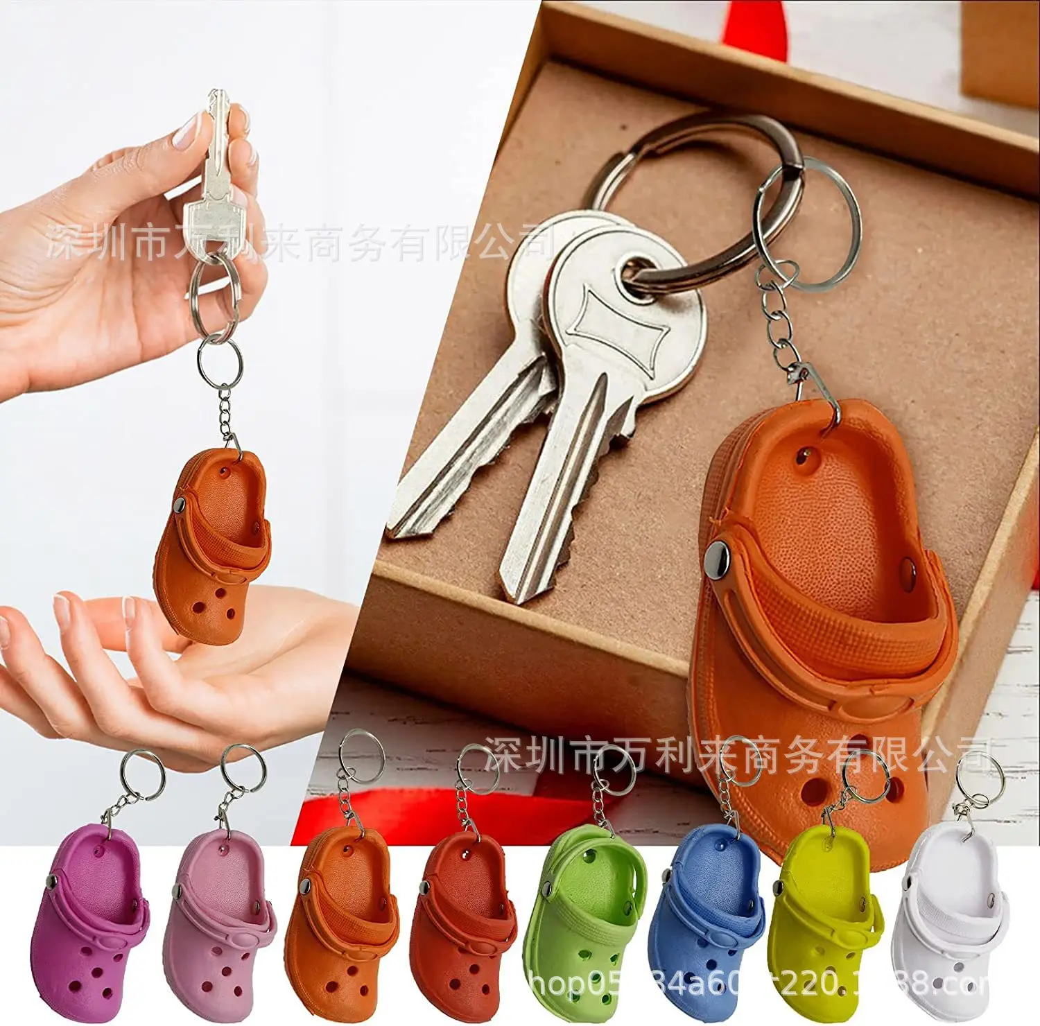 

1PC Cute 3D Mini EVA Beach Hole Little Croc Shoe Keychain Girl Gift Bag Accessories Decoration Keyring Floating Key Chain Charm