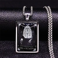 tarot five of pentacle choker necklace stainless steel glass womenmen silver color necklaces jewelry bijoux femme nxs06