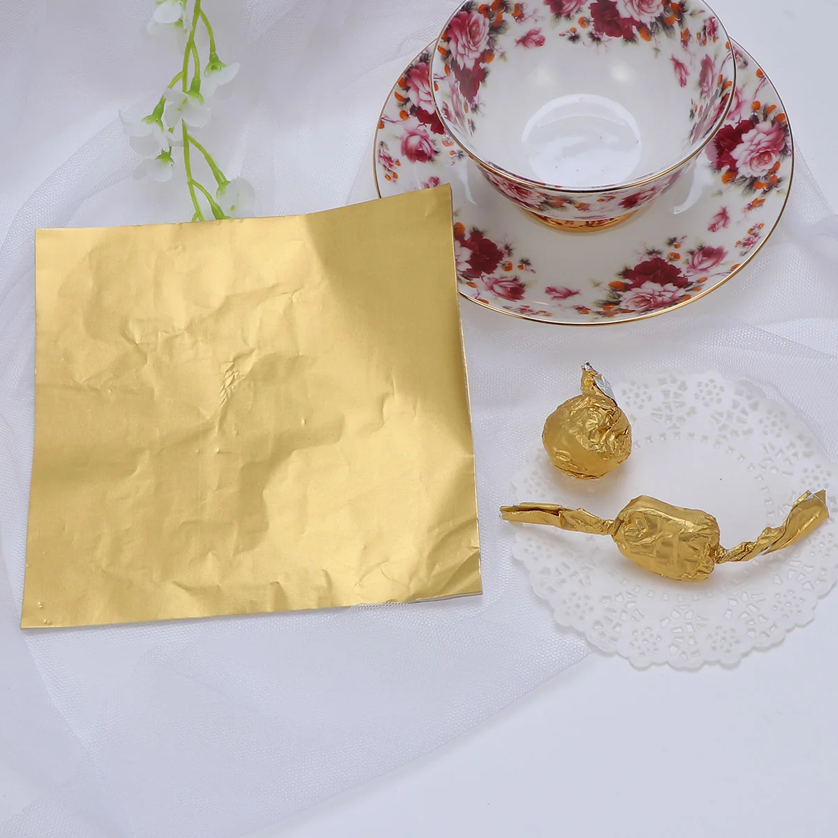 

100pcs Aluminium Foil Paper Golden Wrapping Paper Gift Packaging Paper for Chocolate Candy Bath Bombs