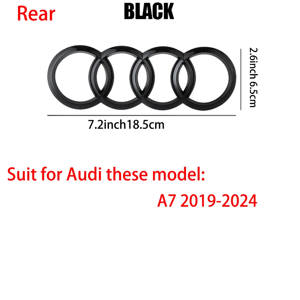 

4-кольца с логотипом ABS, хромированный черный автомобильный передний капот, эмблема на капот, значок на задний багажник для Audi A3 A6L A7 Q2 A4 A5 Q3 Q5 Q7 Q8 TT Q2L