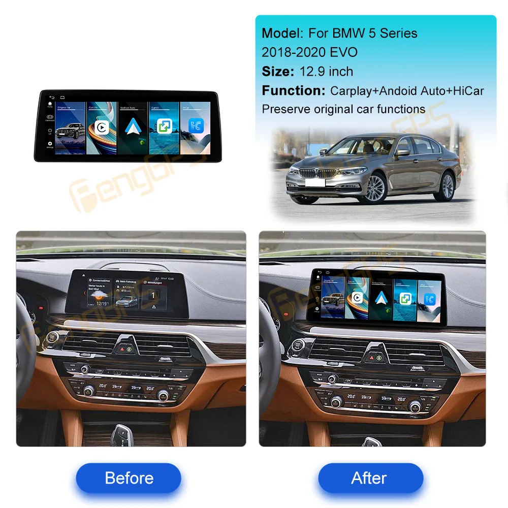 Фото Для BMW 5 серии 2018 2019 2020 idrive EVO Linux Автомобильный радиоприемник с сенсорным экраном Мультимедийный плеер CarPlay GPS-навигация Головное устройство BT №1