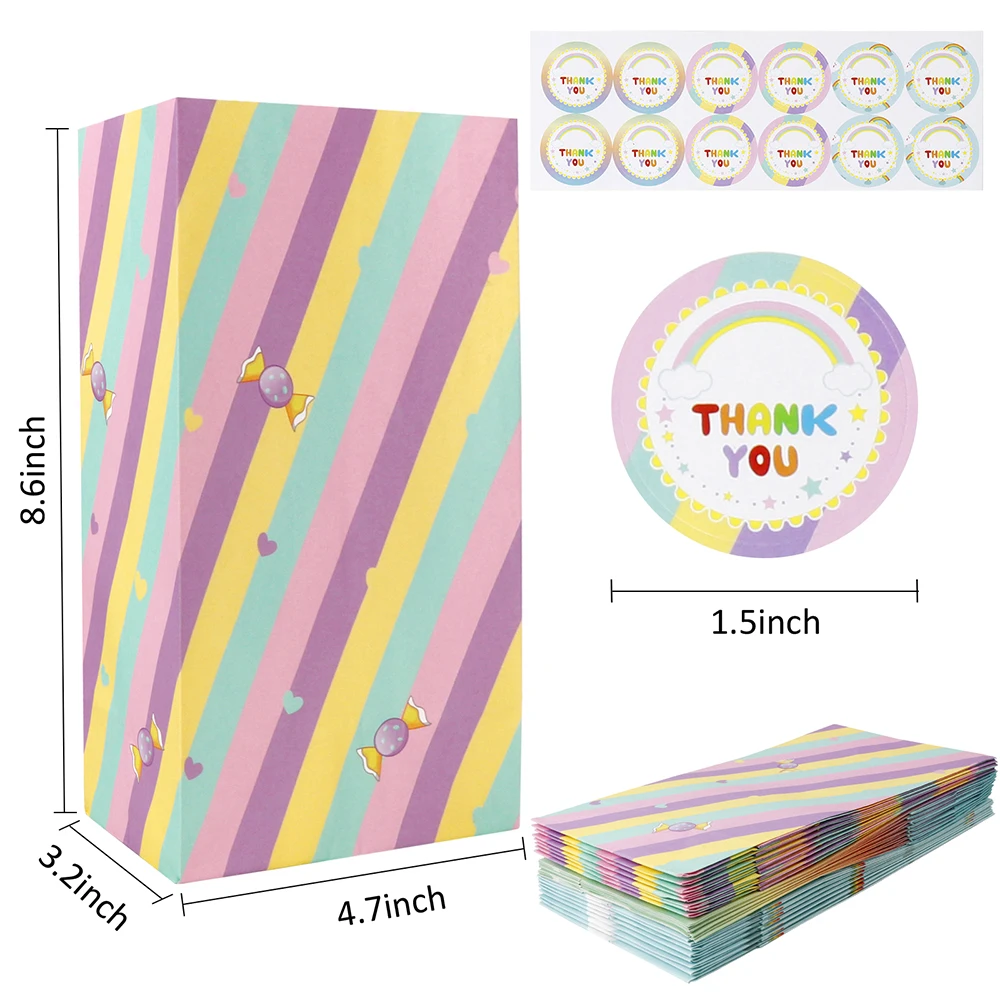 

Ourwarm Candy Gift Bag Rainbow Cloudy Cookie Stripe Bags Kids Birthday Baby Shower New Year Xmas Decor Party Cookie Package