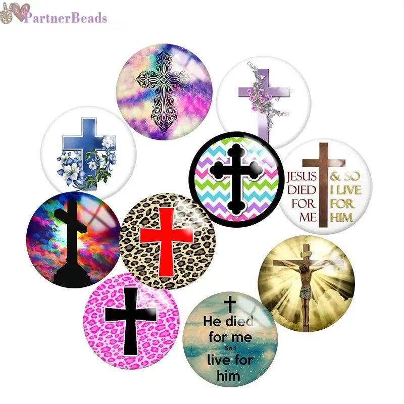 

Cross Faith Round Photo Glass Cabochon Demo Flat Back Making Findings 20mm Snap Button N4041