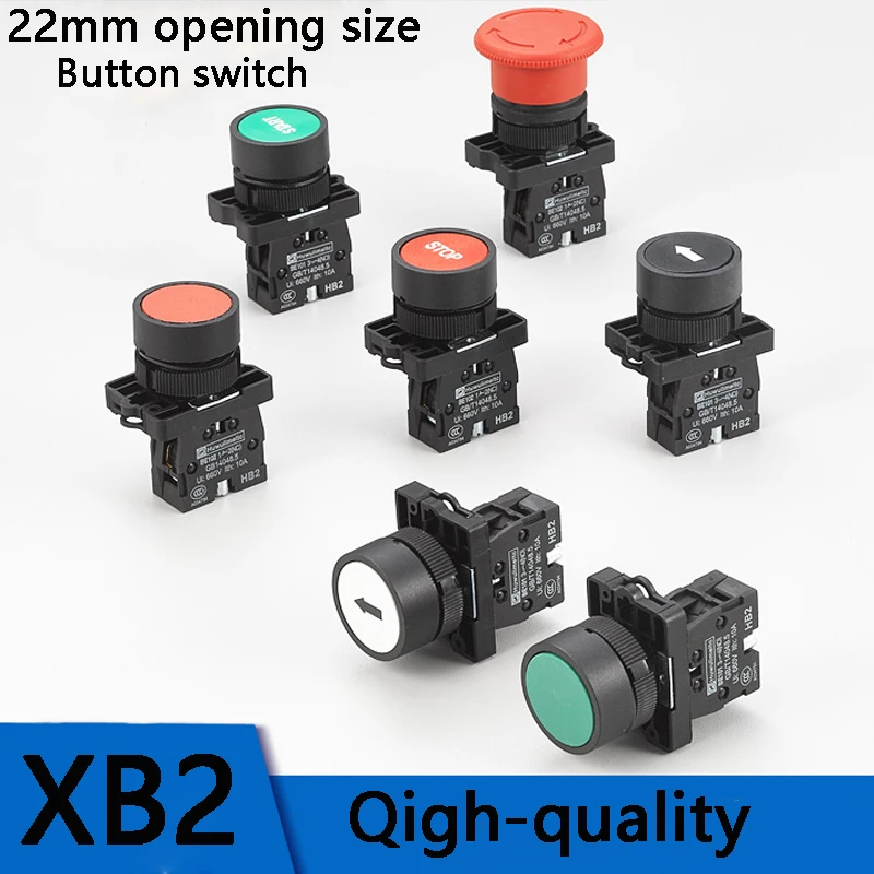 

22mm XB2 10A/600V Momentary/Self-reset Plastic Push Button Switch with Symbol Stop Start arrow
