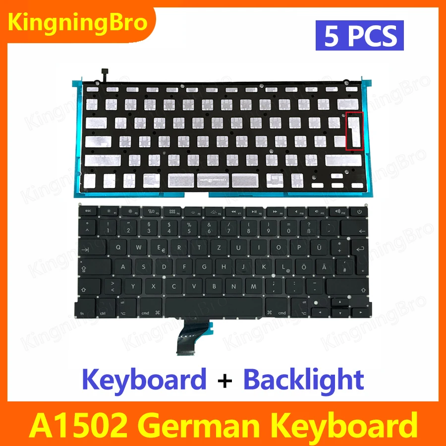 

5 pcs/lot New Replacement Keyboard With Backlight For Macbook Pro Retina 13'' A1502 German Keyboard 2013 2014 2015 Year
