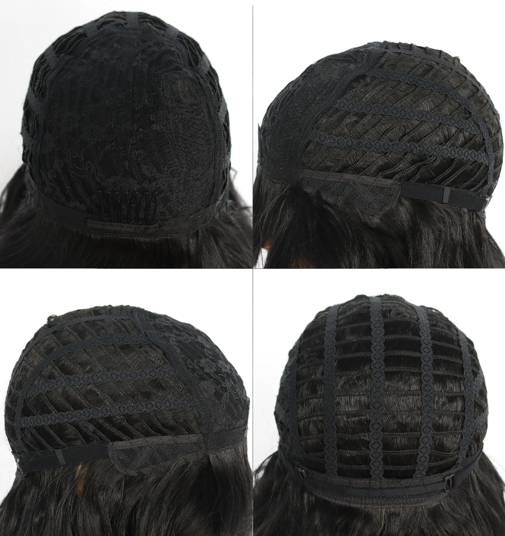 JONETING 24inch Highlight Black Blonde Synthetic Wig with Bangs Multi-color Heat Resistant Fiber Wavy Hair Cosplay Wig Halloween