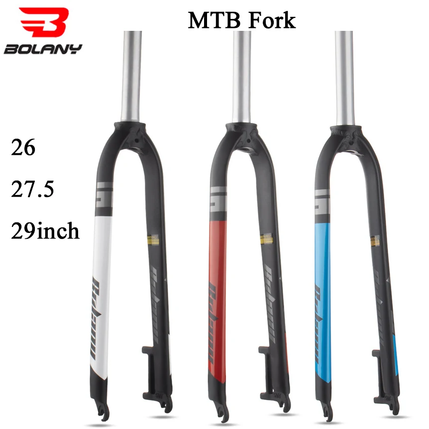 BOLANY X6 MTB Hard Fork 26/27.5/29 inches for Mountain Bike Disc Brake Accessories Road Bicycle Aluminum Alloy Riding Parts