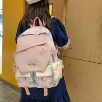est multi pocket shoulders school backpack for girls teenager college schoolbag preppy casual patchwork nylon plaid kawaii bags