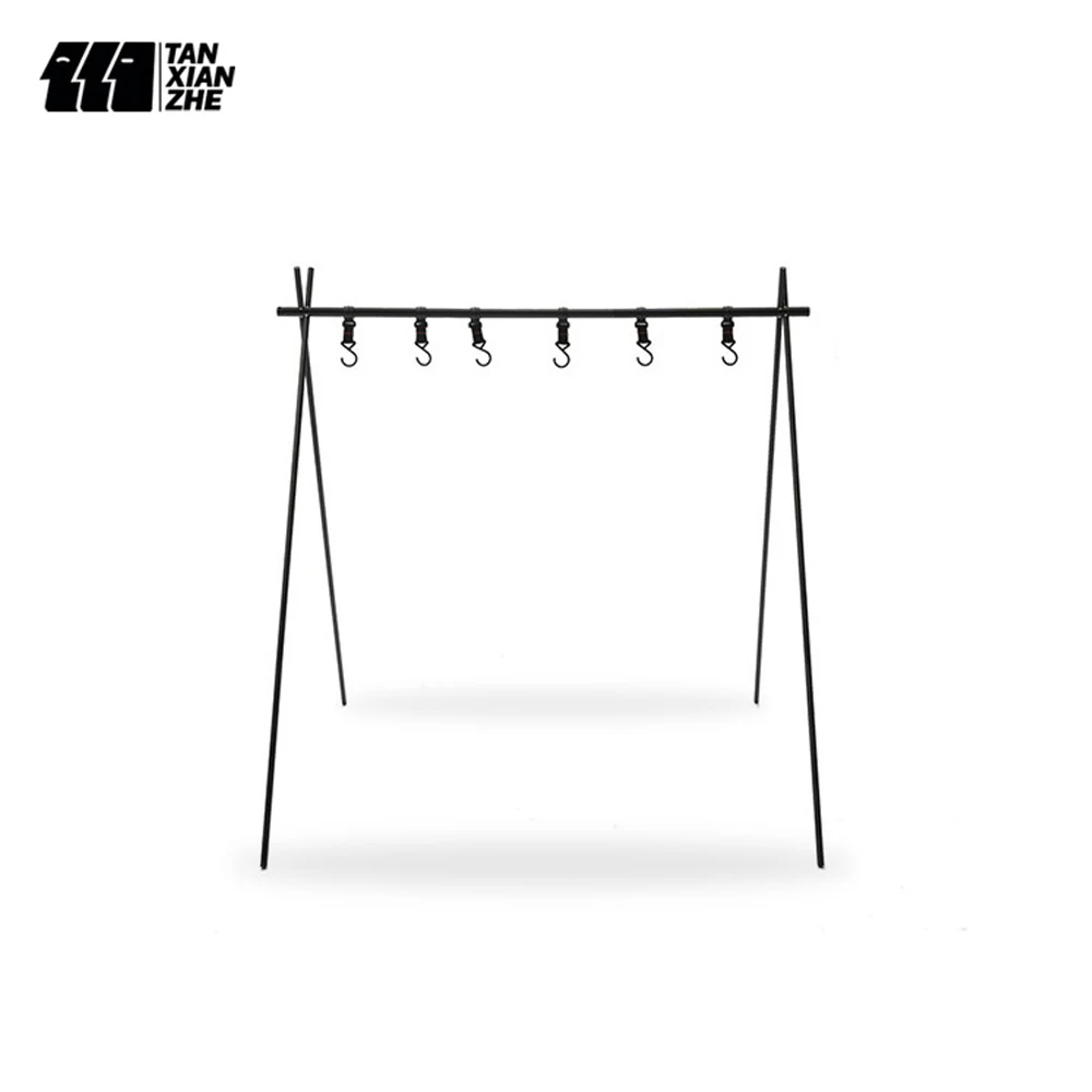 

TANXIANZHE outdoor Folding Camping Shelf Aluminum Alloy Clothes Storage Hanger Cookware Eequipment Hanging Rack Triangle Rack