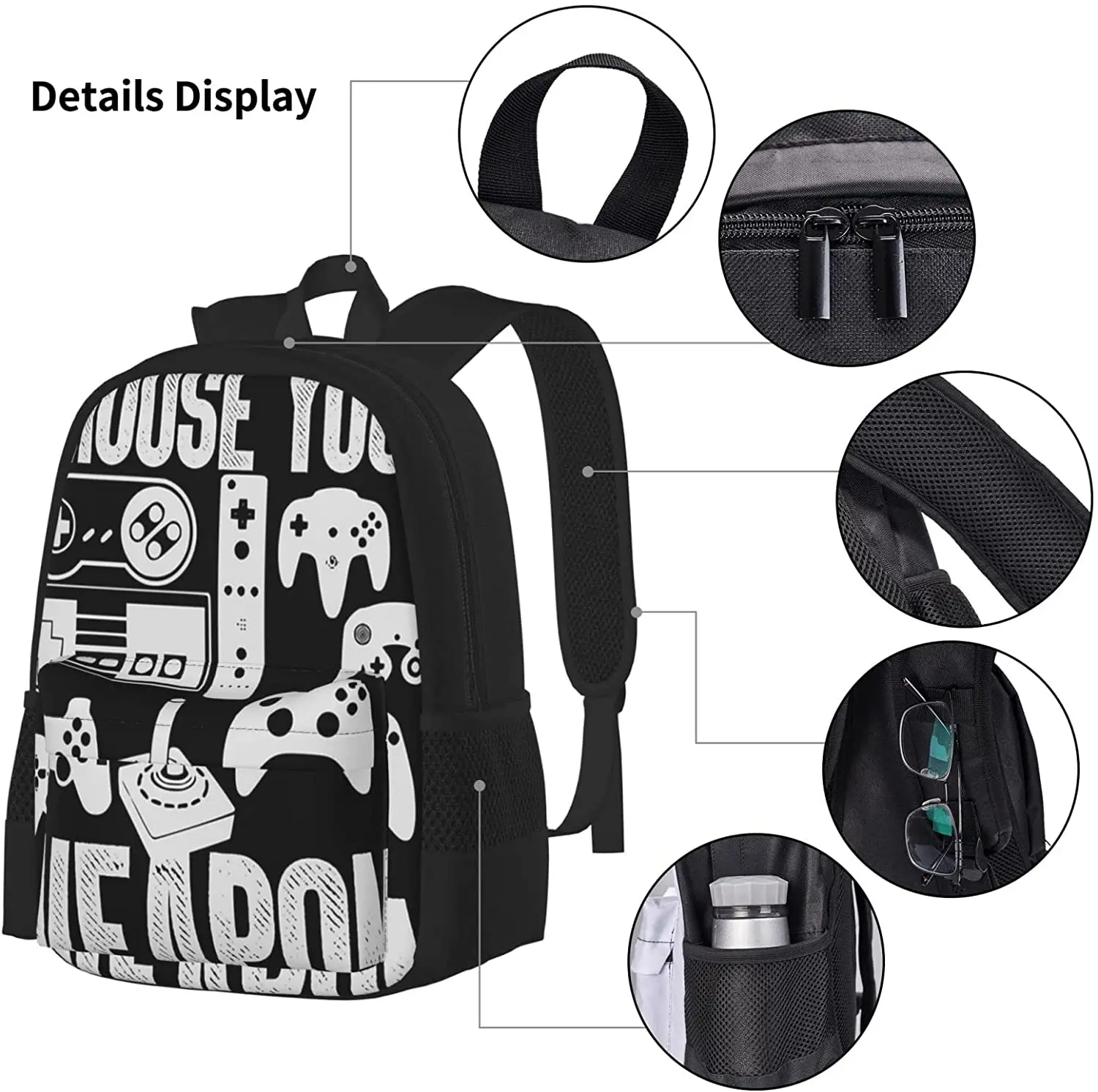 Kids School Backpack  Gamer Gaming Schoolbag Travel Bag Casual Daypack Lunch Bag Pencil Case for Boys Teens Girls 3pcs Sets