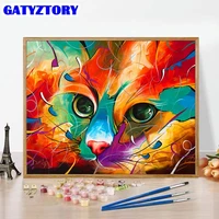 gatyztory painting by number color abstract cat drawing on canvas gift diy pictures by numbersanimal kits handpainted art home d