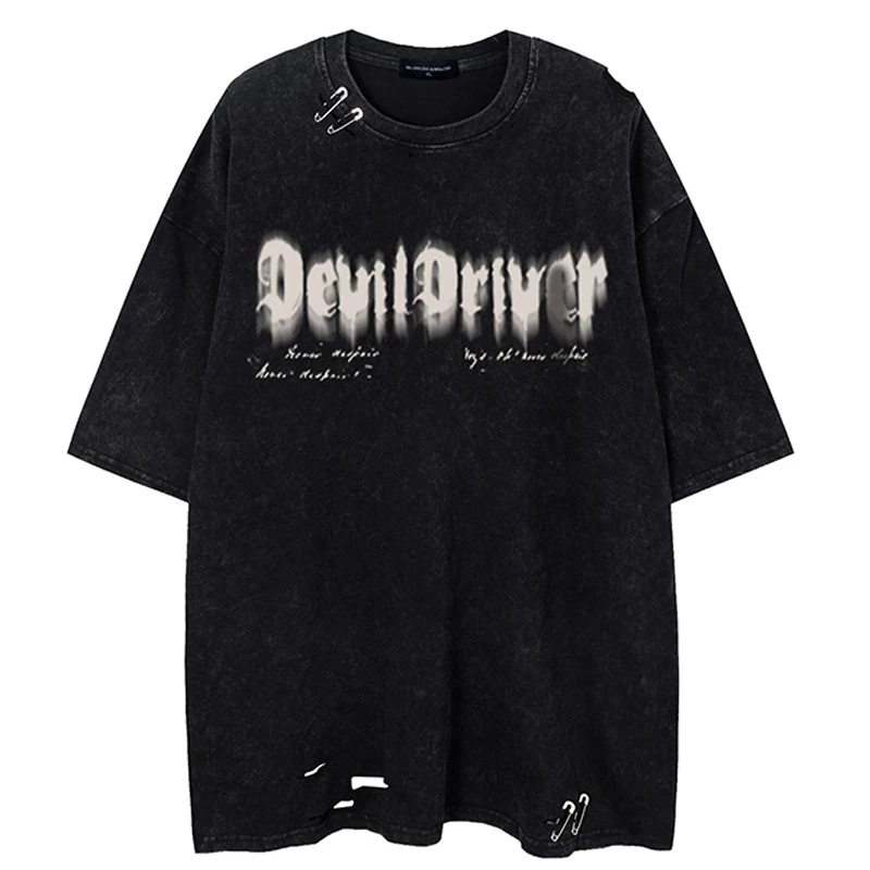 Футболка мужская хлопковая в стиле ретро уличная одежда хип-хоп с вырезами