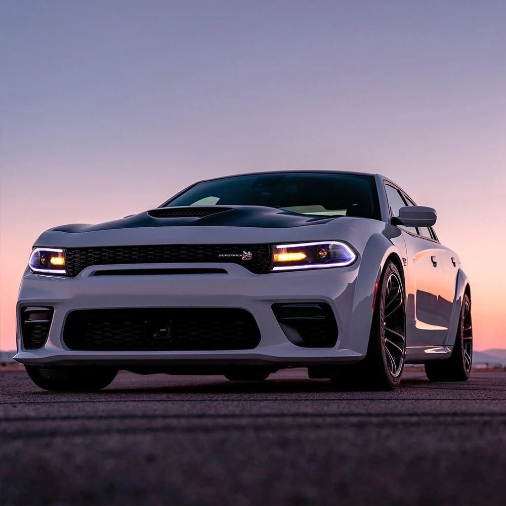 Фото Автомобильные фары для Dodge Зарядное устройство RGB фары 15 - UP передняя фара светодиодная фара в сборе сигнал автомобильные аксессуары лампа №2