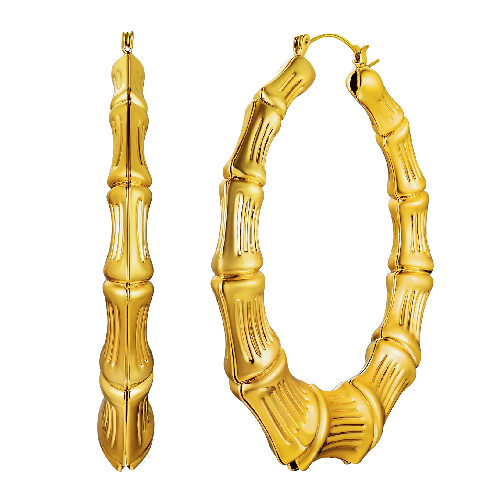

Chainspro Bamboo Hoop Earrings For Women Gold/Silver Color Basket Statement Big Round Earring Fashion Jewelry E131