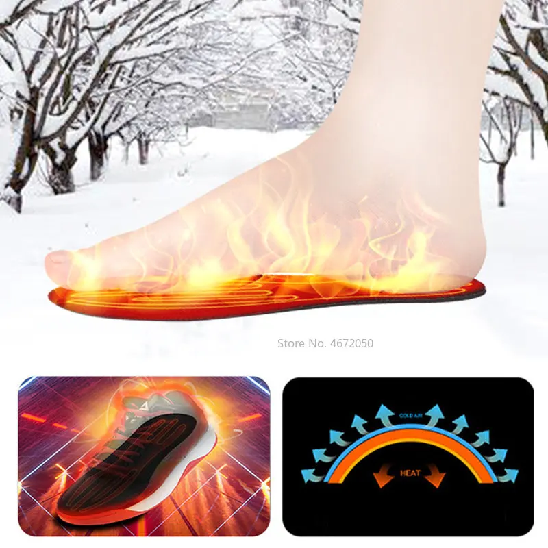 

USB Rechargeable Heated Insoles Size 35-46 DIY Customizable Electric Heated Shoes Pad For Outdoor Skiing Winter Foot Warmers