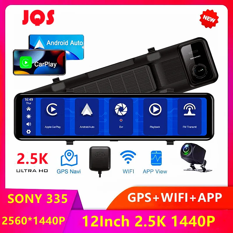 Купи Car Dvr Camera 2.5K 12 Inch Sony IMX335 Ultra HD 2560*1440P Auto Driving Video Recorders Rear View Mirror Dual Lens Dash Cam за 4,725 рублей в магазине AliExpress