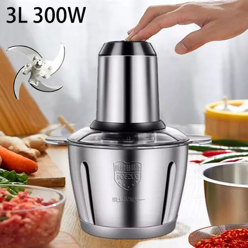 

300W Stainless Steel Electric Chopper 2-3L Capacity Meat Grinder Mincer Processor Slicer Electric Food Chopper Grinders Machine