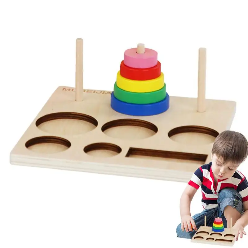 

Hanoi Tower Kids Educational Toys Wooden Puzzle Stacking Tower Early Learning Mathematical Puzzle Children Kid Toys