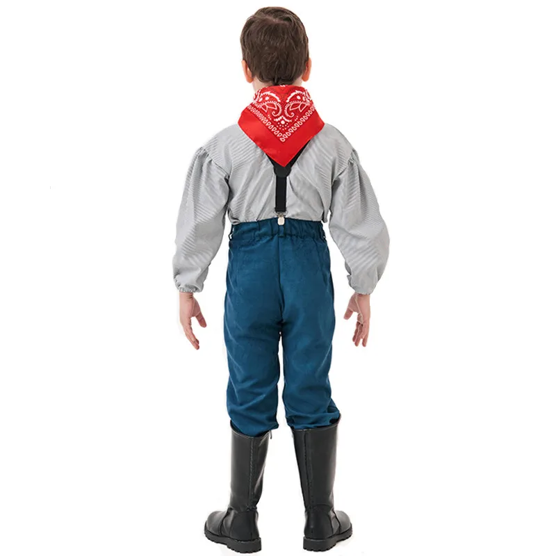 XS-XL ковбойские костюмы на Хэллоуин для мальчиков детское платье косплея ферме