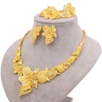 women jewelry set collar necklacebracelet earringsring flower 24k arabia indian dubai african bridal wedding party gift