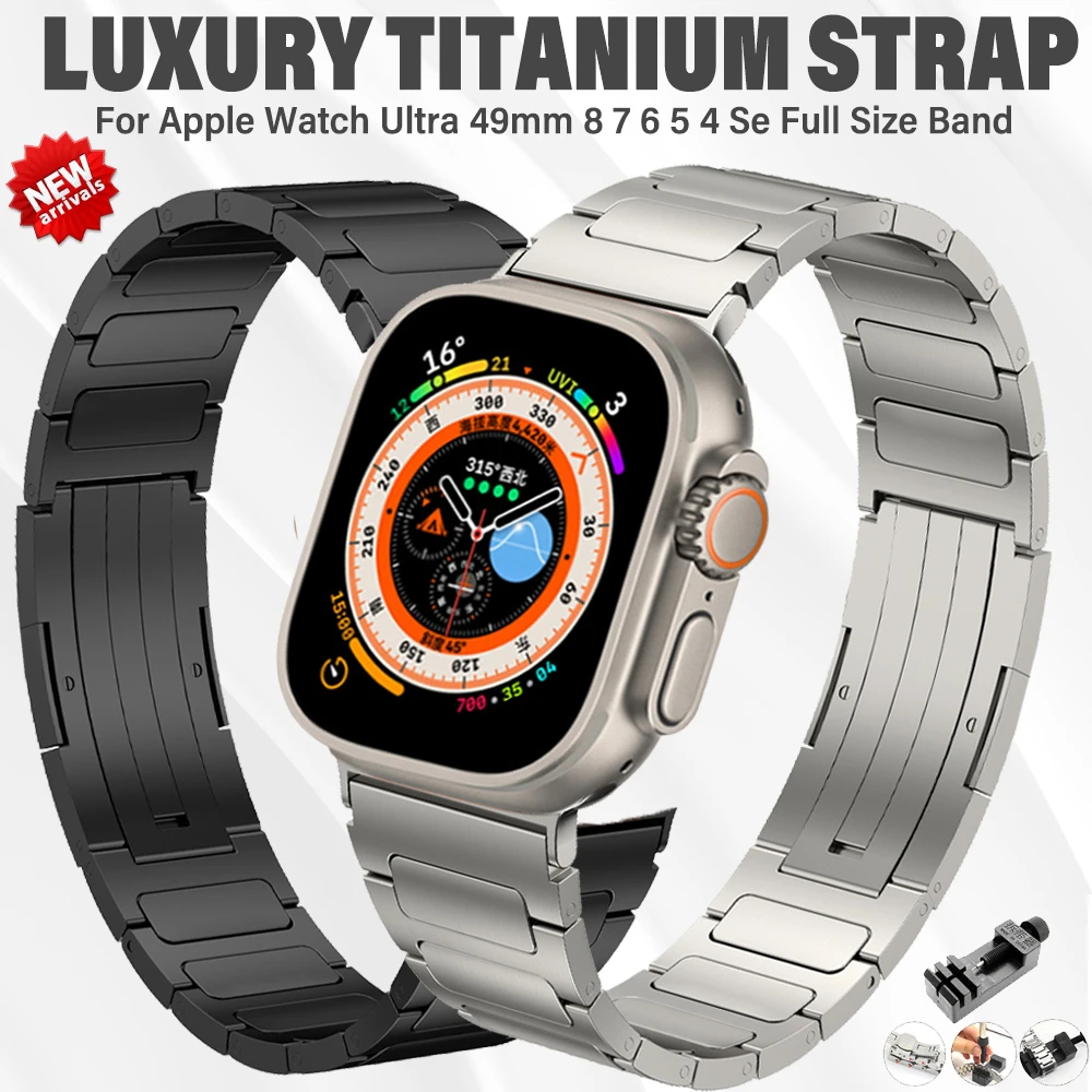 

Luxury Titanium Strap For Apple Watch Ultra 49mm 8 7 45mm 41mm Metal Band For iWatch Series 44mm 42mm 40mm 6 5 4 3 2 se Bracelet