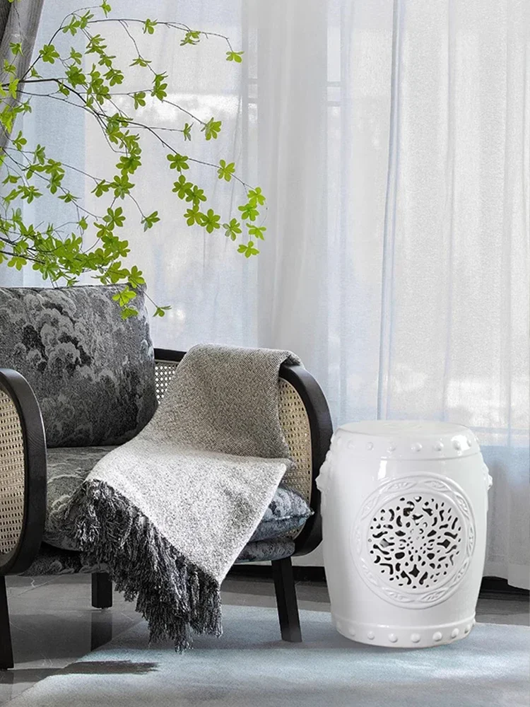 Новый китайский керамический барабанный стул Daxiang Lotus белый крутой для