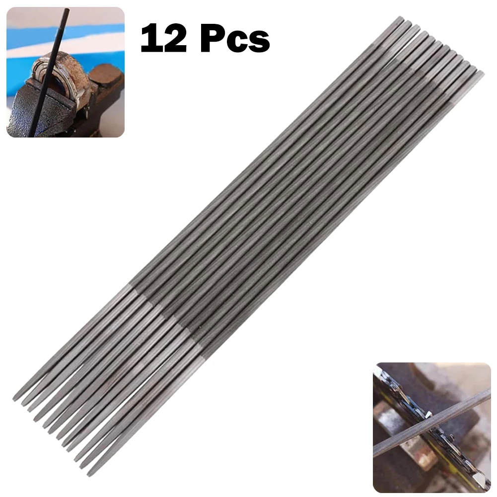 

12Pcs 4mm Round File Woodworking Chainsaw File For Wood Cutting Machine Medium Tooth Mower Chain Saw Workshop Equipment