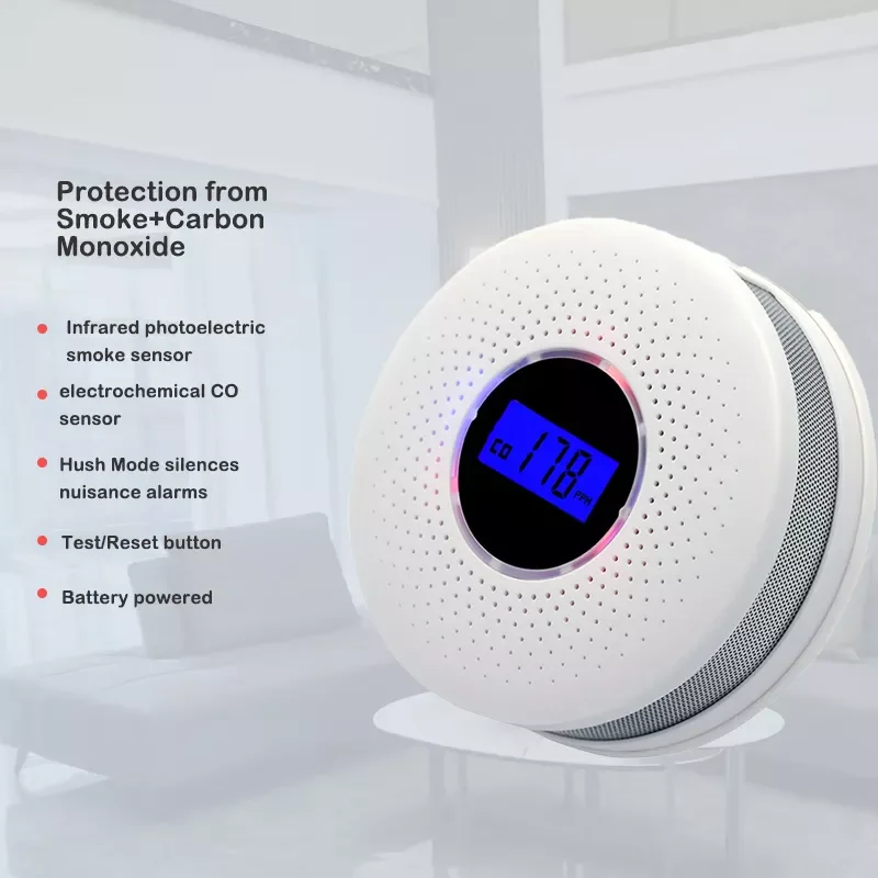 

NEW2023 Smoke & Carbon Monoxide Fire Protection Combination Smoke CO Alarm Built in Voice Alert Battery Powered Easy to Ins