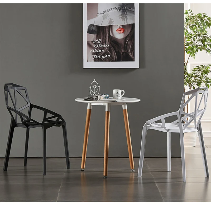 

Dining chair modern minimalist kitchen household furniture Nordic thick plastic backrest leisure chair net red terrace seat