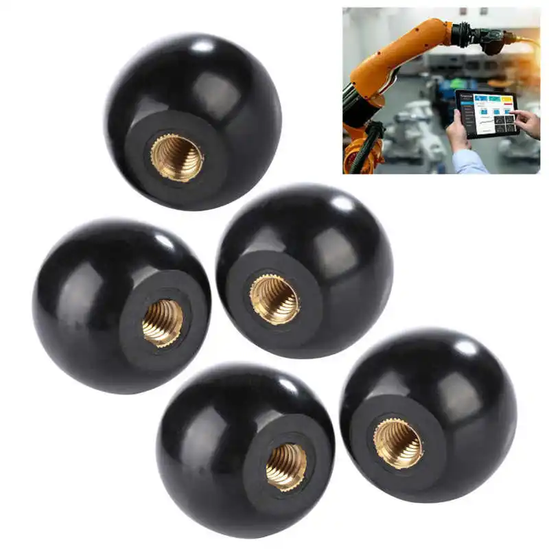 

5Pcs Black Round Ball Lever Knob M8*32 Machine Tool Replacement Furniture Hardware Accessories