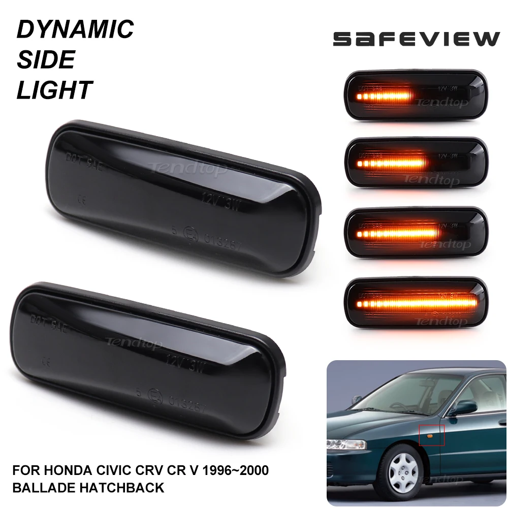 

LED Dynamic Turn Signal Side Marker Lights Lamps For Honda Civic CRV Ballade Domani Prelude Partner Orthia