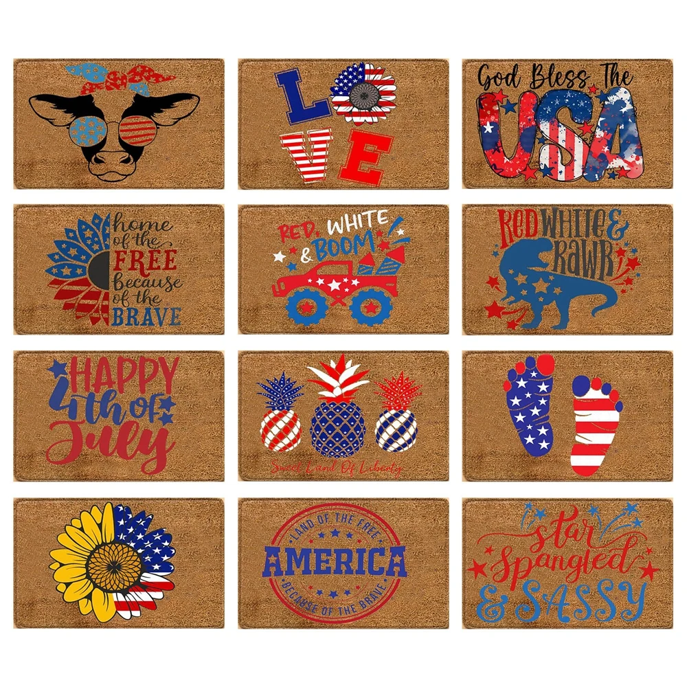

Independence Day Theme Door Mat Non Slip Entrance Rug DIY Home Decor for 4th of July Celebrate Party Outdoor Holiday Supplies