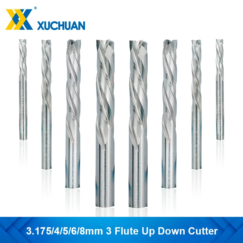 

Фрезерный станок с ЧПУ, твердосплавная Концевая фреза с 3 канавками, хвостовик 3,175-8 мм, компрессионная фреза для резки металла и алюминия