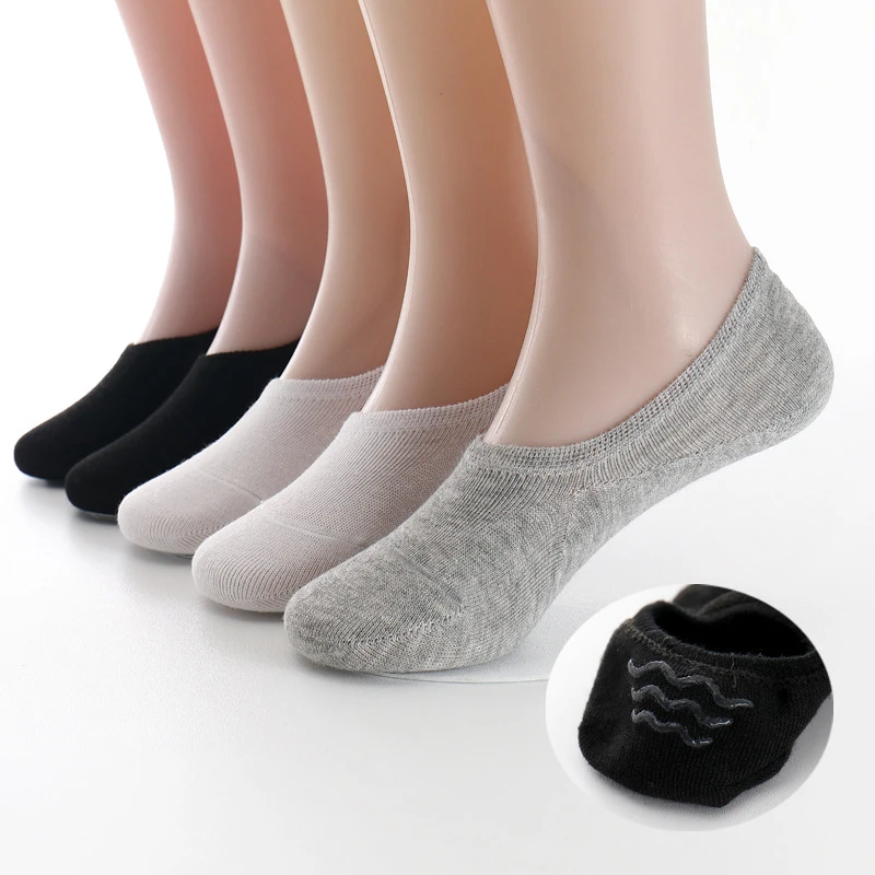3 пары/Лот модные детские невидимые носки-лодочки детские Нескользящие носки хлопковые носки для девочек и мальчиков однотонные черные белые носки