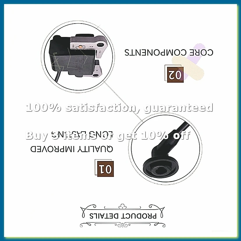 Фото Катушка зажигания TLE43 для KASEI 1E40F-E 1E40F-E.3, для KASEI BC-46 CG-430 BC46 CG430, для кусторезов и триммеров, магнетор-статор -DTB1 №1