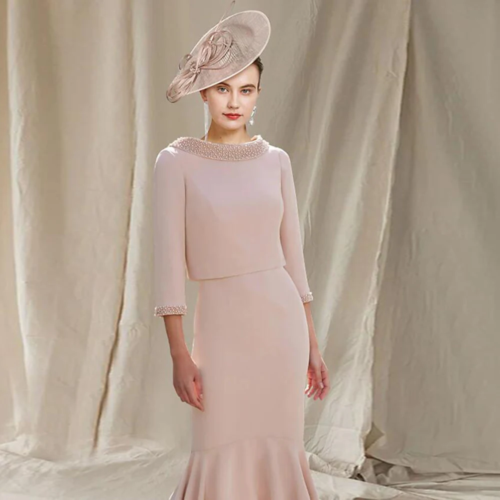 Очаровательное пыльно-розовое платье для матери невесты элегантное вечернее до