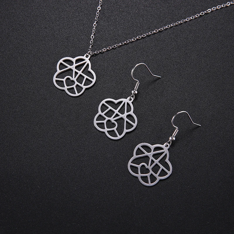 

VASSAGO Women's Fashion Simple Stainless Steel Jewelry Set Geometric Earrings And Necklace Birthday Gift