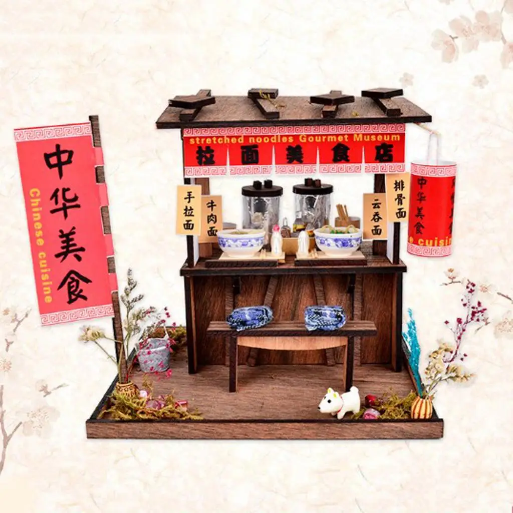 

DIY Handcraft Miniature Wooden Dolls House Handpulled Noodles Shop Gift