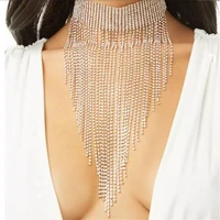 fashion womens dress sexy shiny crystal tassel necklace nightclub dj stage dress carnival party jewelry necklace accessories