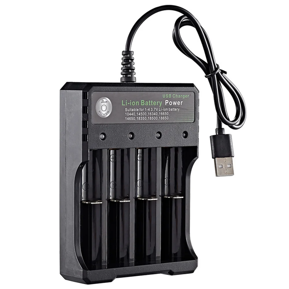 

USB Battery Charger with Indicator Replacement 4.23V 4-slot Independent Cell Charger for Rechargeable Batteries