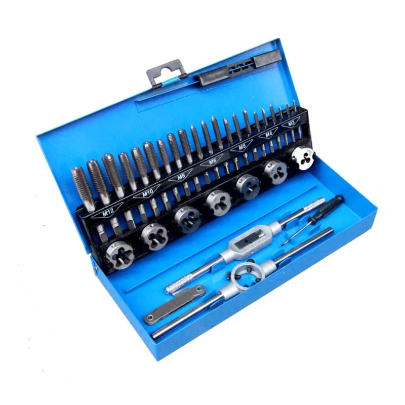 

32 PCS Tap and Die Set Metric Wrench Cut Tap and Die Set Metric Hand Threading Tool Set Engineer Kit with Metal Case NEW