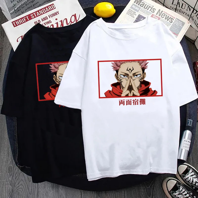 Футболка с принтом аниме Ryomen Sukuna летняя повседневная свободная футболка женские