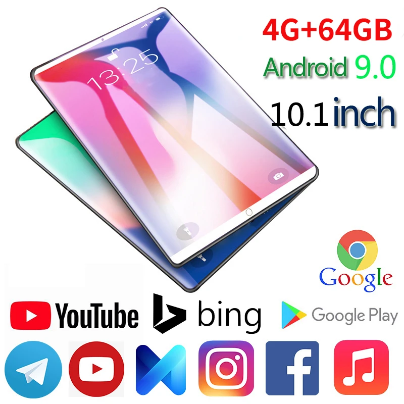 2023 New 10.1 Inch Octe Core 4G Network WiFi Tablet PC 4G+64GB Android 9.0  Arge  Screen Dual SIM Dual Camera Rear 5.0 MP