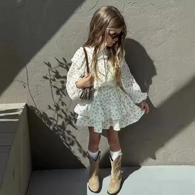 Детский комплект из двух предметов рубашка с цветочным кружевом и