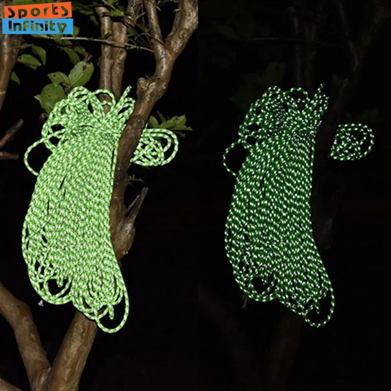 

10M 4mm 2.5mm Diameter Reflective Safety Paracord Luminous Ropes for Camping Tent Sun Shelter Landing Rescue Outdoor Tools Bind