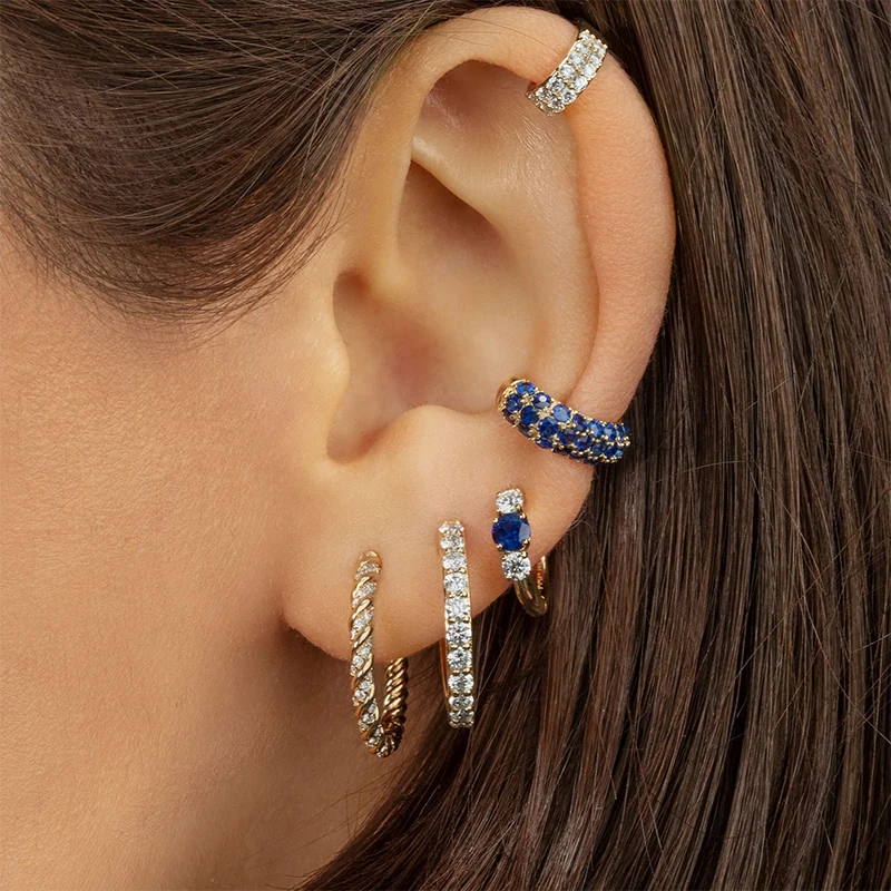 ISUEVA серебряные и золотые заполненные ушные манжеты для женщин Цвет CZ Циркон