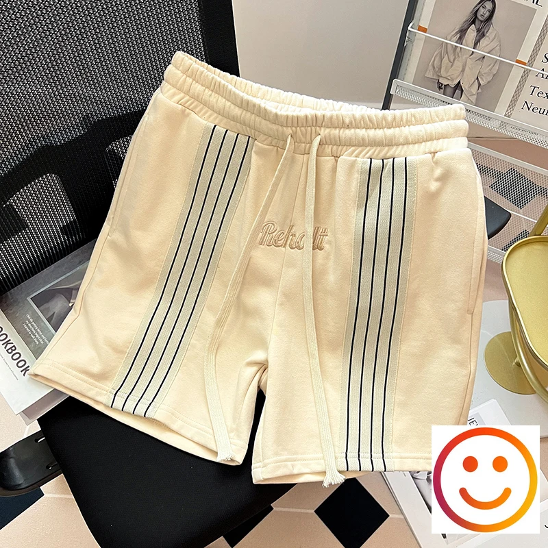 Шорты мужские/женские махровые контрастные с вышивкой и надписью